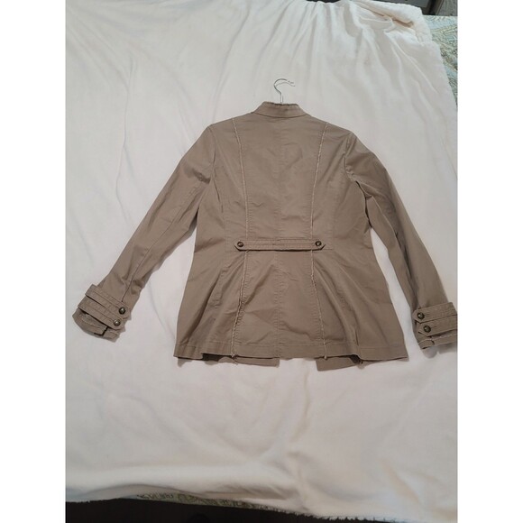 White House Black Market Military Khaki Jacket 6 Nehru Collar 70s Vibe - Picture 5 of 13